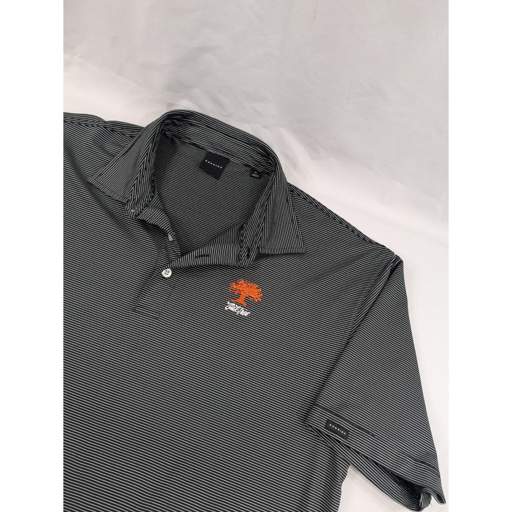 Dunning Golf Polo Shirt Mens XL Black Polo Striped ‎ Perfomance Oak Tree Golf